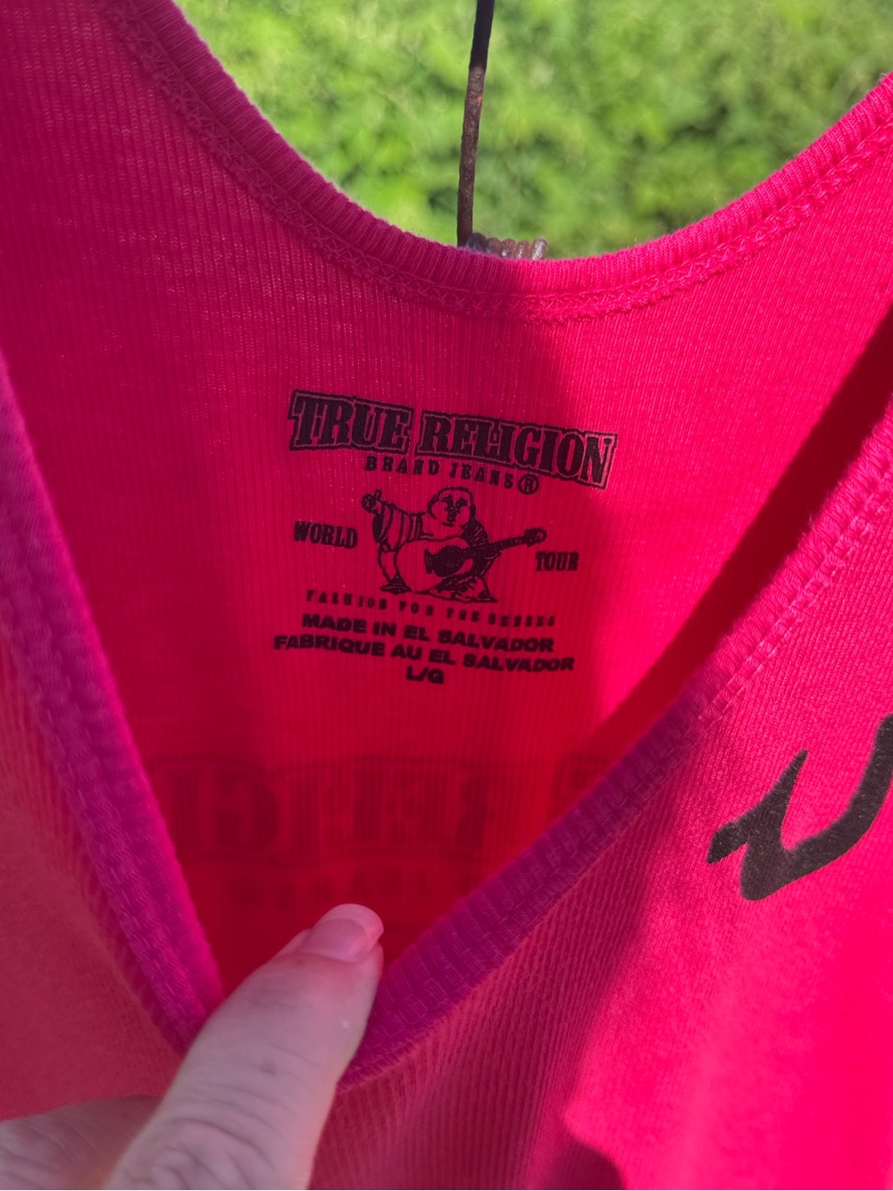 Y2K grunge Pink True Religion Jeans Ribbed Tank Top Large - Picture 4 of 4